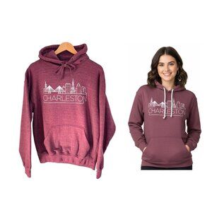 Pacific & Co. Sweatshirt Women Medium Charleston Skyline Hoodie Purple Plum